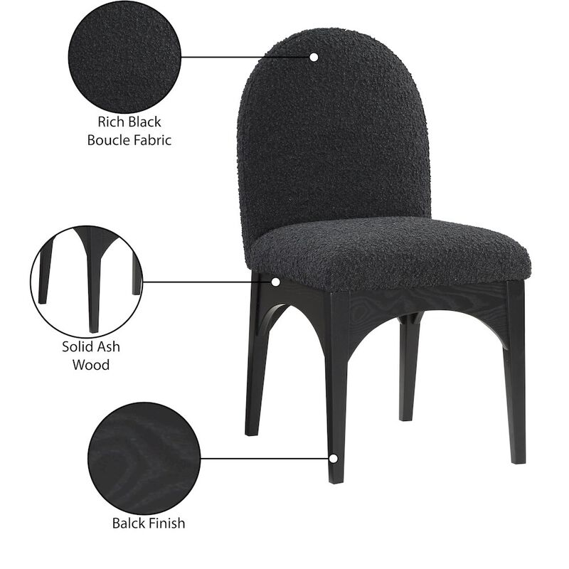 Meridian Furniture Waldorf Black Boucle Fabric Dining Chair