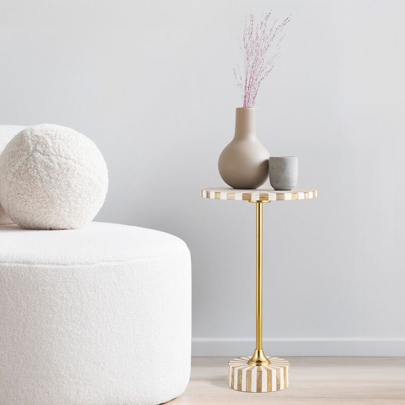 Calix Contemporary Minimalist Metal/Resin Round End Table