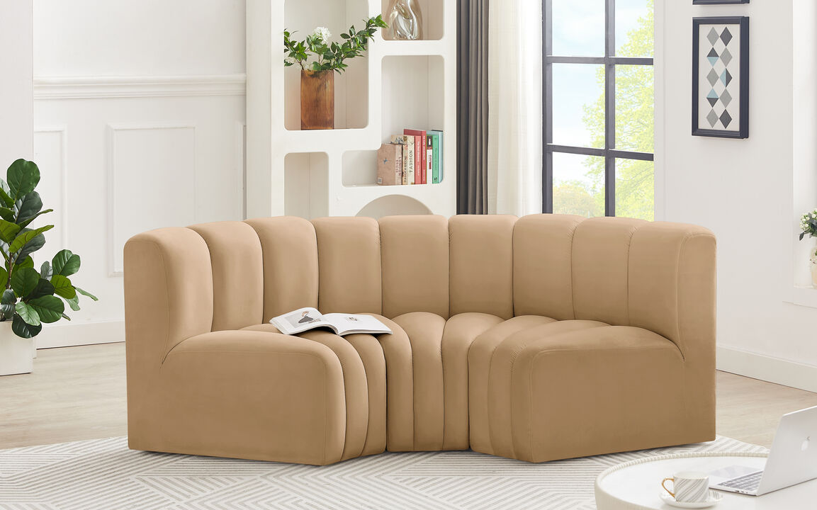 Meridian Furniture Arc Camel Velvet Modular Sofa
