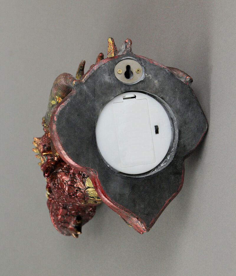 Red Dragon Head Wall Mounted Sculpture With LED Lighted Eyes image number 2