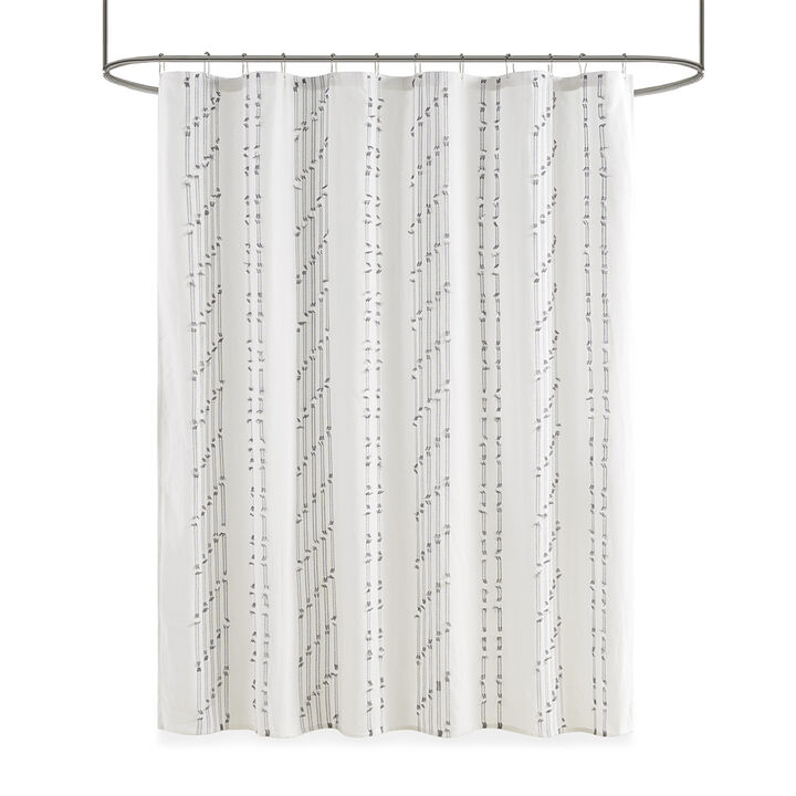Gracie Mills Trujillo Solid Cotton Clipped Jacquard Shower Curtain