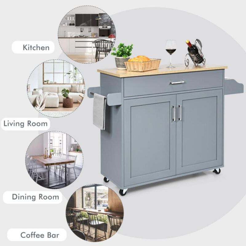 Hivvago Rolling Kitchen Island Cart with Towel and Spice Rack