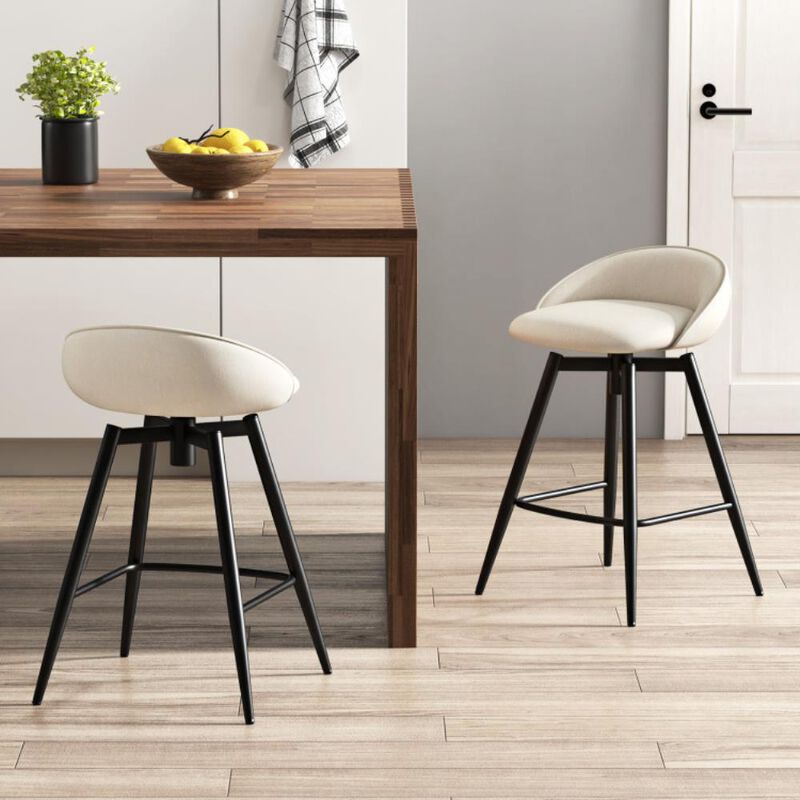 Hivvago Upholstered Bar Stools Set of 2 with Footrest and Backrest