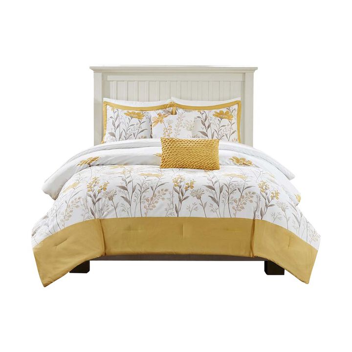 Gracie Mills Jesse 5-Piece Botanical Cotton Comforter Set