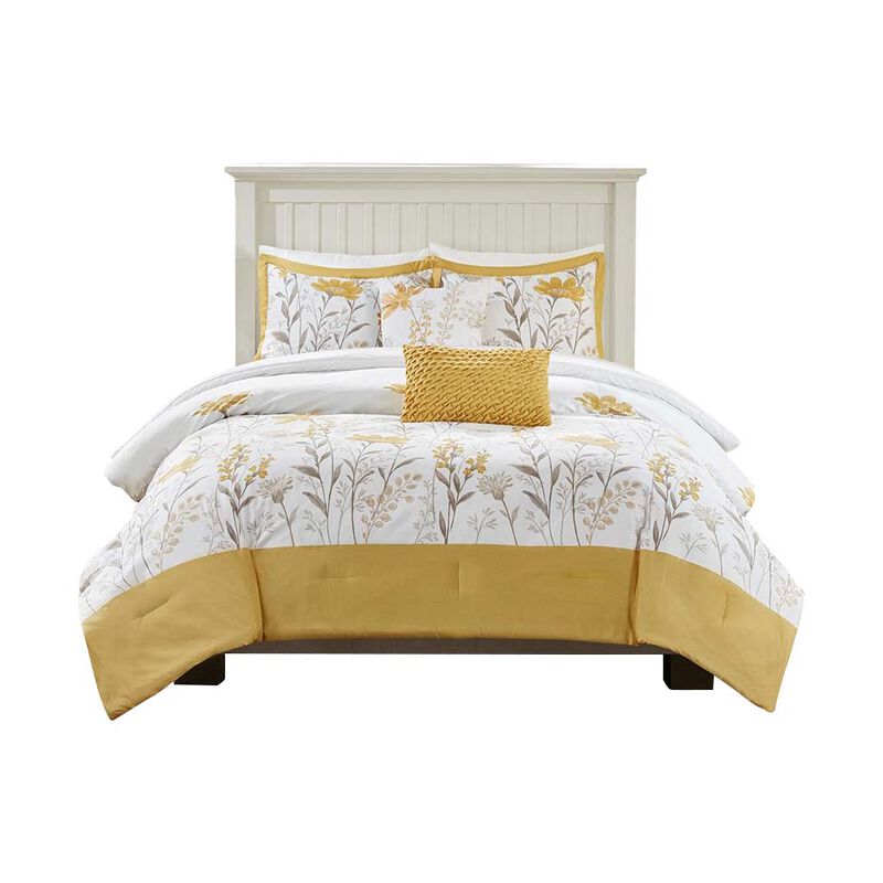 Gracie Mills Jesse 5-Piece Botanical Cotton Comforter Set