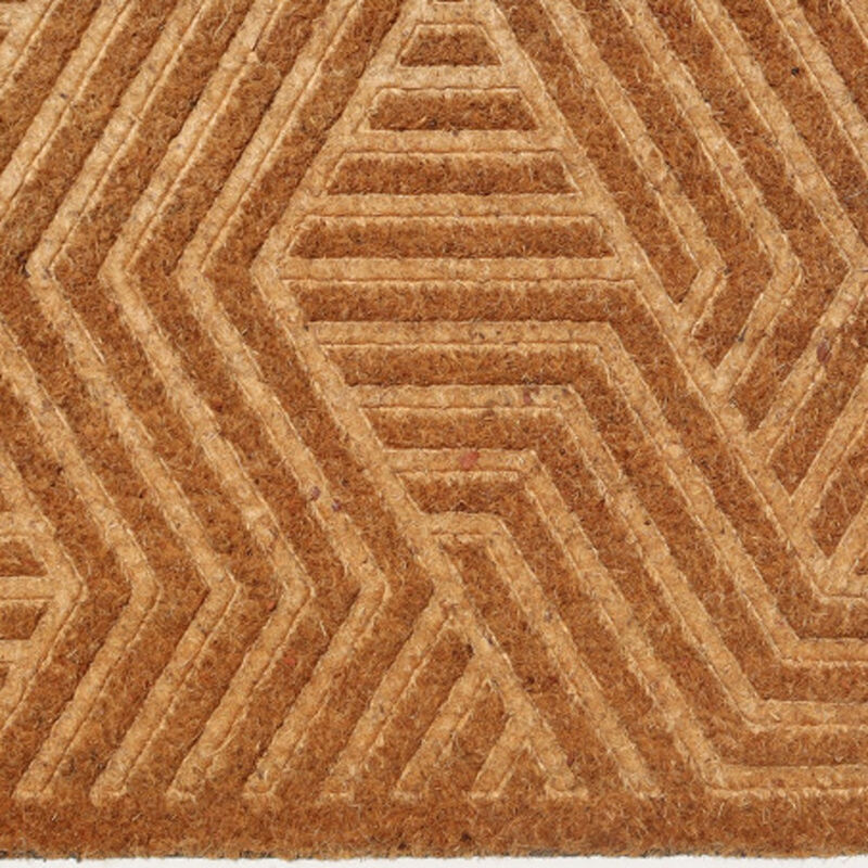 HomeRoots 18" X 30" Beige and White Coir Outdoor Door Mat image number 2