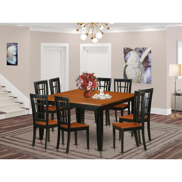 9 Pc Dining room set-Dining Table and 8 Wood Dining Chairs