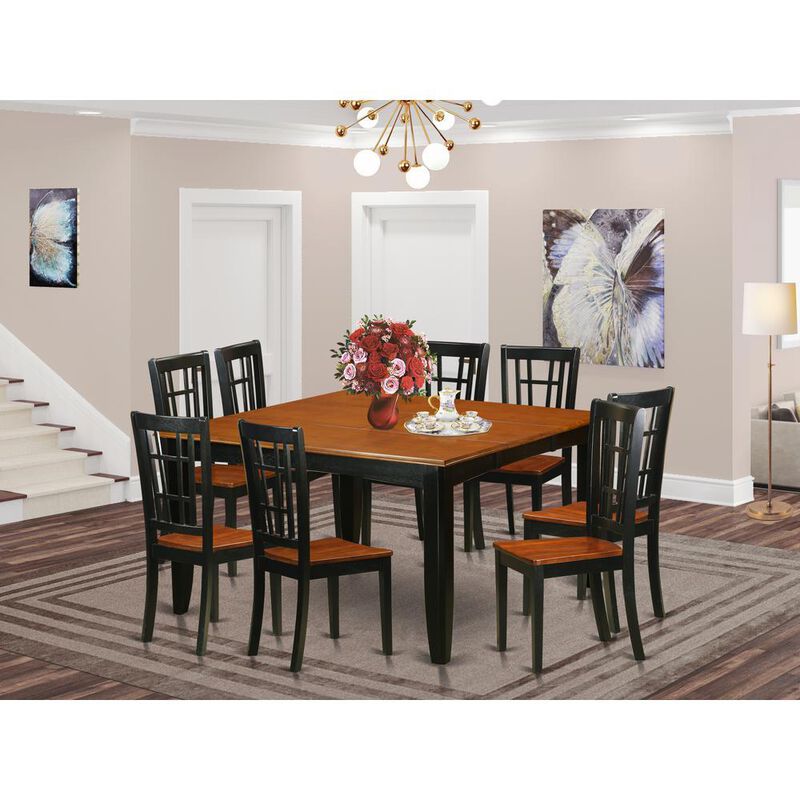 9 Pc Dining room set-Dining Table and 8 Wood Dining Chairs