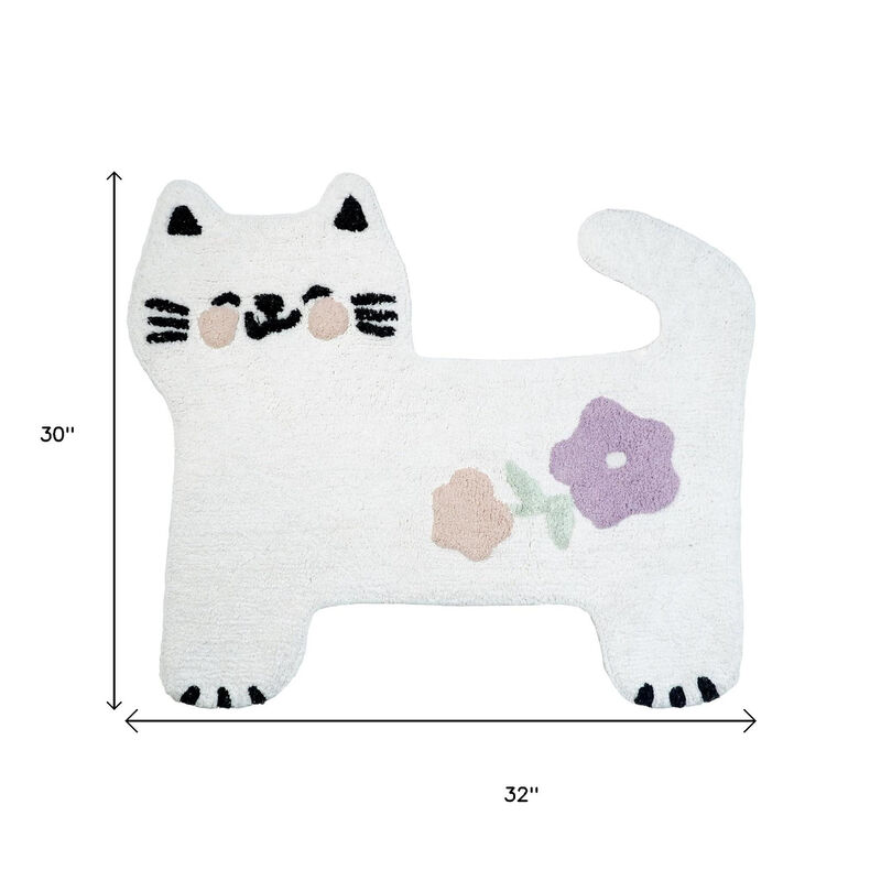 HomeRoots Kitty Cat And Flowers Youthful Washable Area Rug image number 3