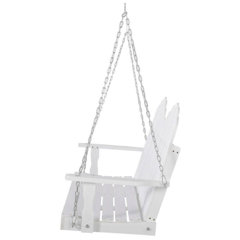 Hivvago White Solid Wood 2-Seater Hanging Patio Porch Swing
