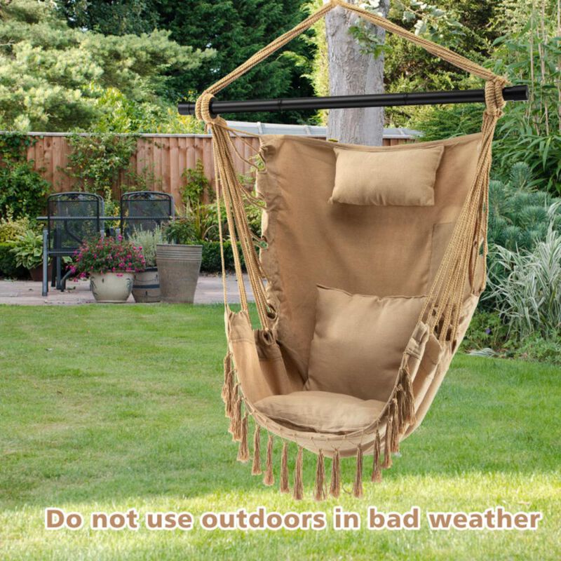 Hivvago Hanging Rope Swing Chair with Soft Pillow and Cushions