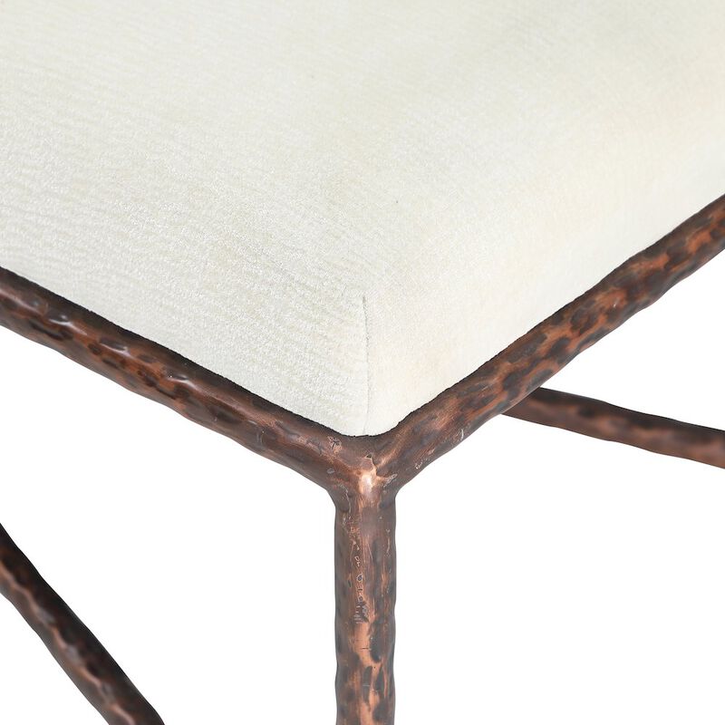 Meridian Furniture Valley Cream Chenille Fabric Bench