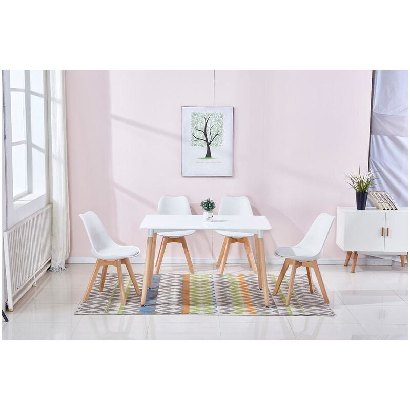 Best Master Mirage Modern Solid Wood Dining Table in White