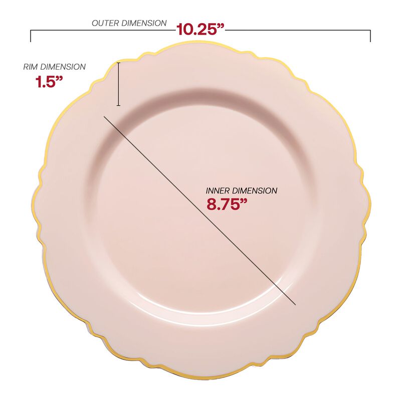 Pink with Gold Rim Round Blossom Plastic Dinnerware Value Set (40 Sets) image number 2