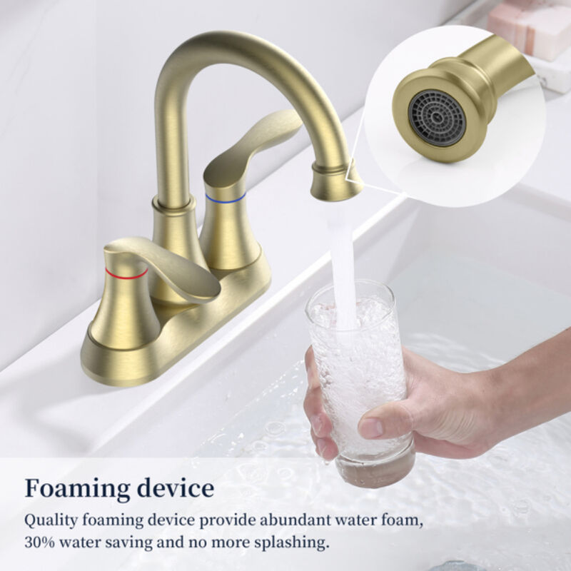 2-Handle Bathroom Faucet with Pop-Up Drain and 360&deg; Swivel High Arc Spout