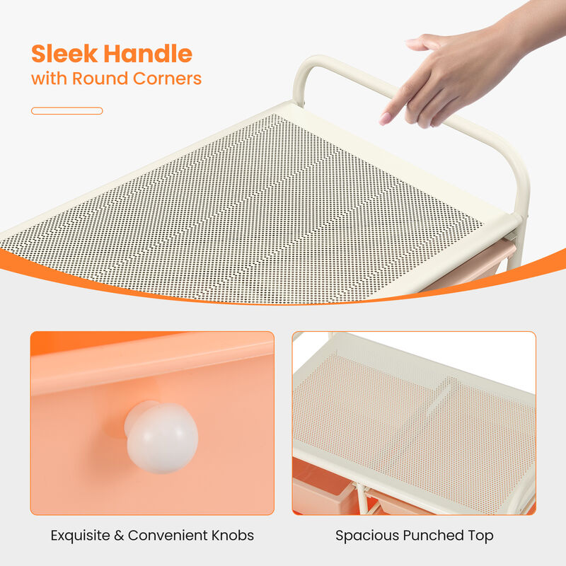 9-Drawer Rolling Organizer Cart &ndash; Multi-Color Storage with Metal Frame