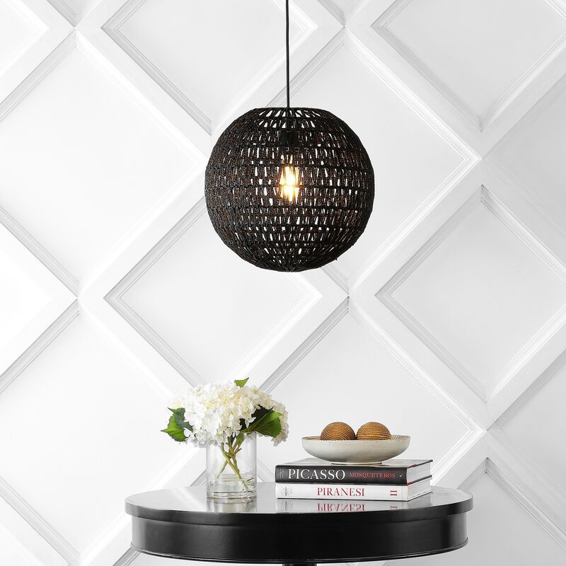 Luna Bohemian Modern Woven Rattaniron LED Pendant