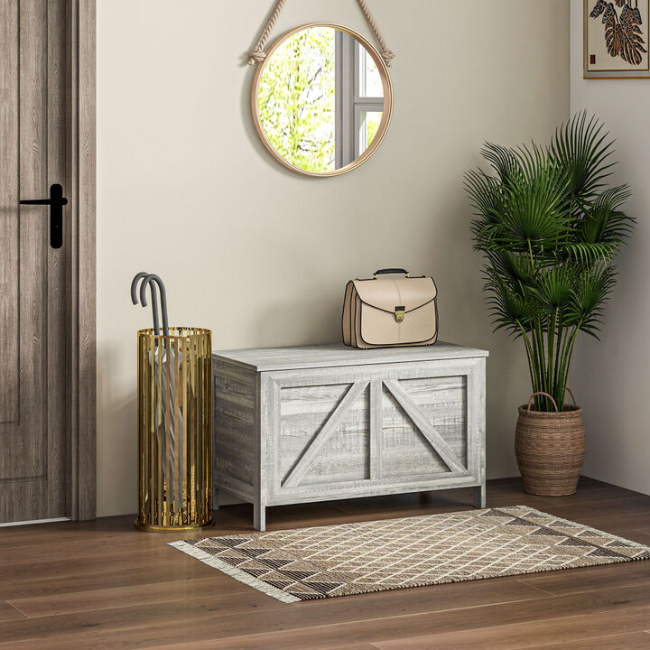 Farmhouse Style Grey Storage Bench For Entryway