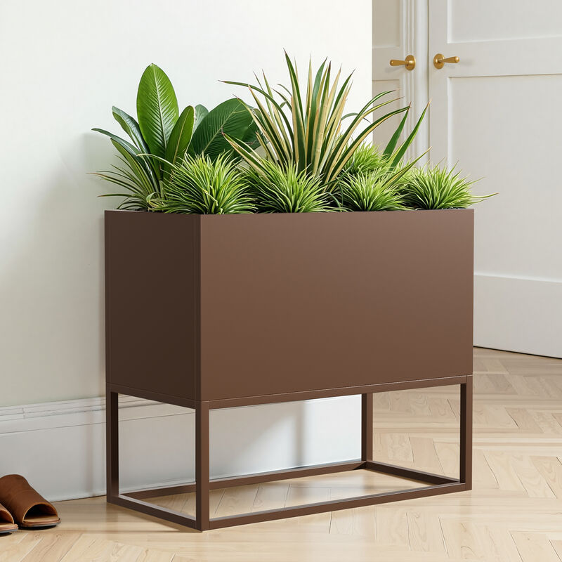 Metal Rectangular Planter with Shelves and Drainage Holes