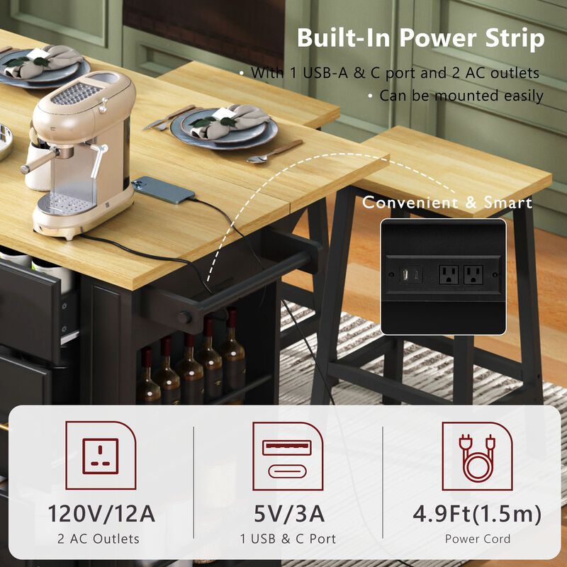 Merax Kitchen Island with 6 Drawers image number 4