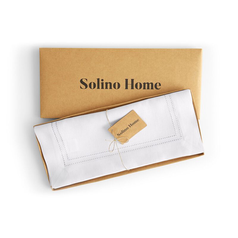 Solino Home 100% Pure Linen Table Runner - Linen Double Hemstitch