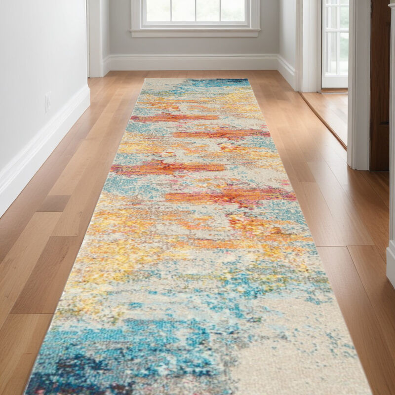 HomeRoots Abstract Runner Rug image number 1
