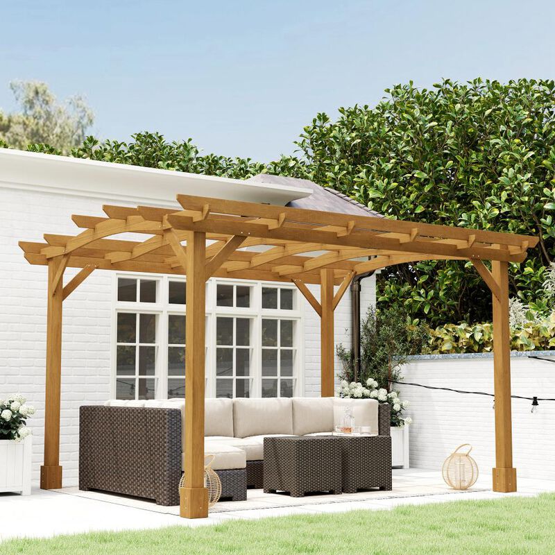 Hivvago 10x12 Outdoor Wood Pergola Gazebo with Trellis image number 1