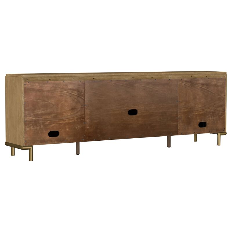 Fij TV Stand Media Console, Drawers, Rattan Cane Doors, Brown Wood 80 Inch image number 6