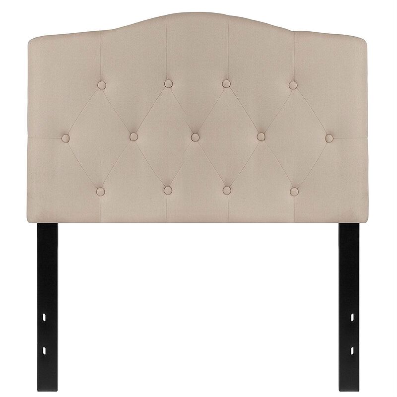 Hivvago Twin size Beige Fabric Upholstered Button Tufted Headboard