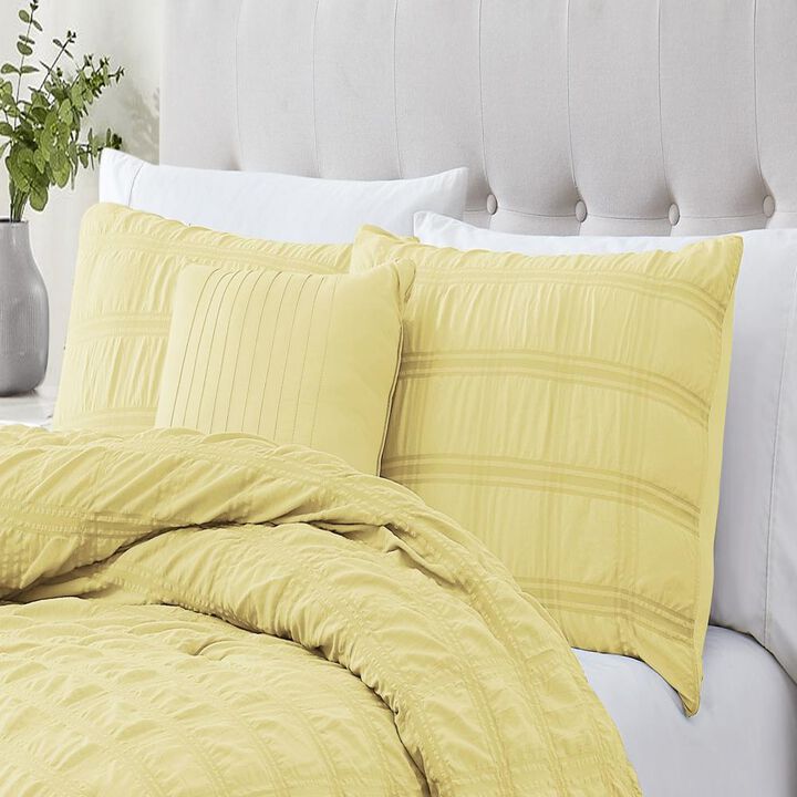 Ramallah Eliza Seersucker Comforter Set - 4-Piece - King 86x102", Yellow