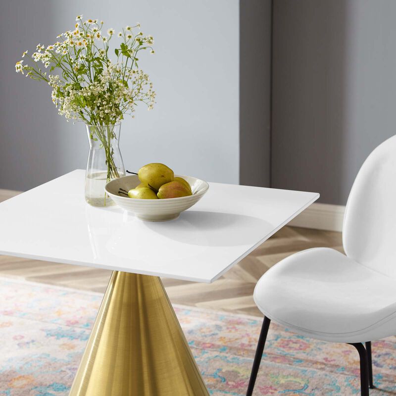 Modway - Tupelo 28" Square Dining Table Gold White