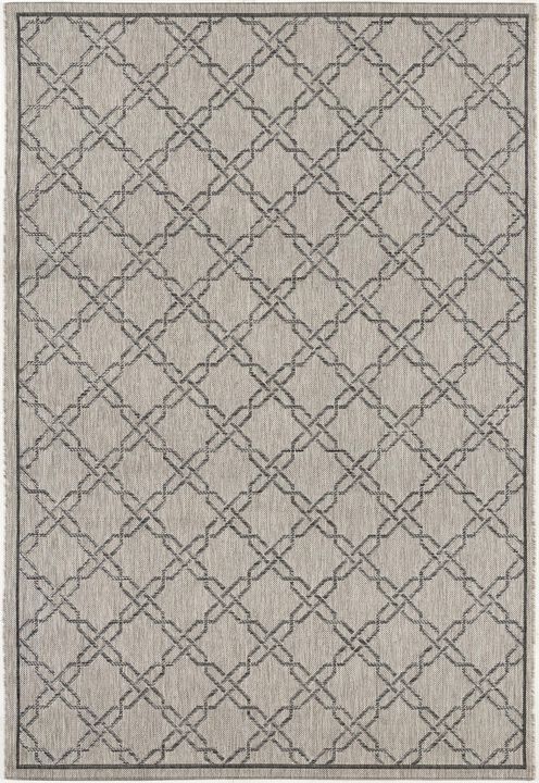 Vista Modern Geometric Checkered Beige Grey Indoor & Outdoor Doormat Rug