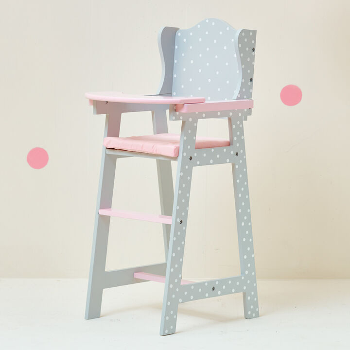 Olivia's Little World Princess Polka Dot Baby Doll High Chair Gray