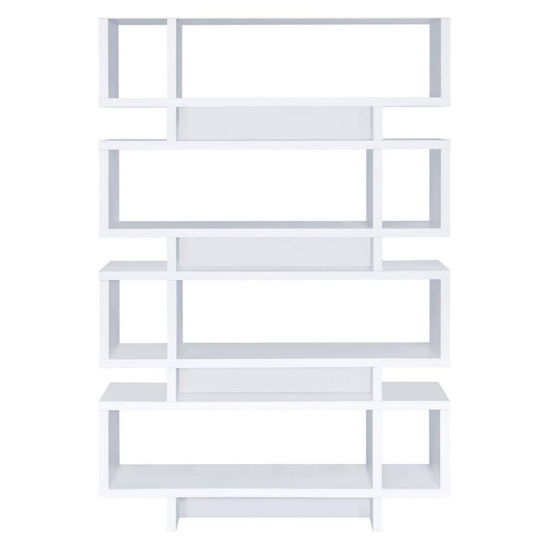 Tremendous white bookcase with open shelves-Benzara image number 4