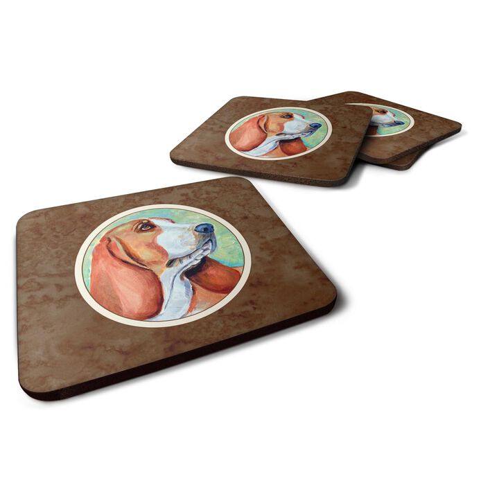 Caroline's Treasures 7227FC Basset Hound Foam Coasters (Set of 4), 3.5, Multicolor