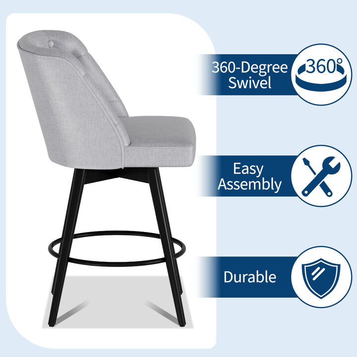 2‑Pack Swivel Bar Stools with Backs &ndash; 26" Counter Height, Modern Kitchen Island Chairs for Home Bar & Kitchen