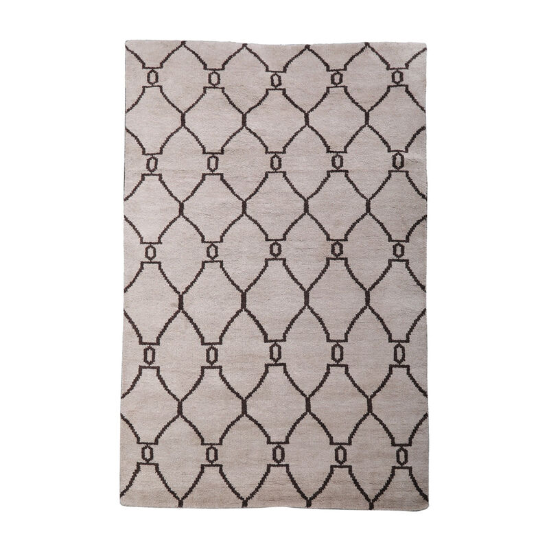 HAND KNOTTED WOOL Geometric AREA RUGS  - Rectangle Shape, Geometric Modern, Medium Pile Handmade Area Rugs for Living Room, Bed Room (N01103) image number 0