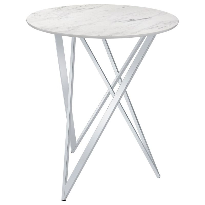 Coaster Co. of America Bexter Round 35-inch Faux Marble Bistro Bar Table Chrome
