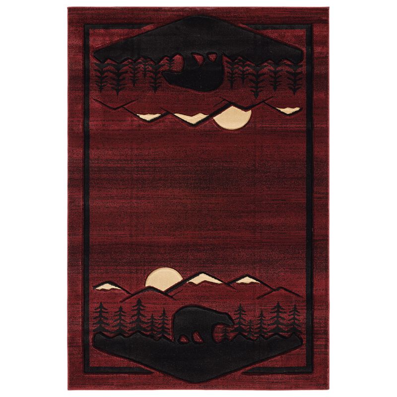 United Weavers Cottage Treetops Burgundy Area Rug 5'3 x 7'6