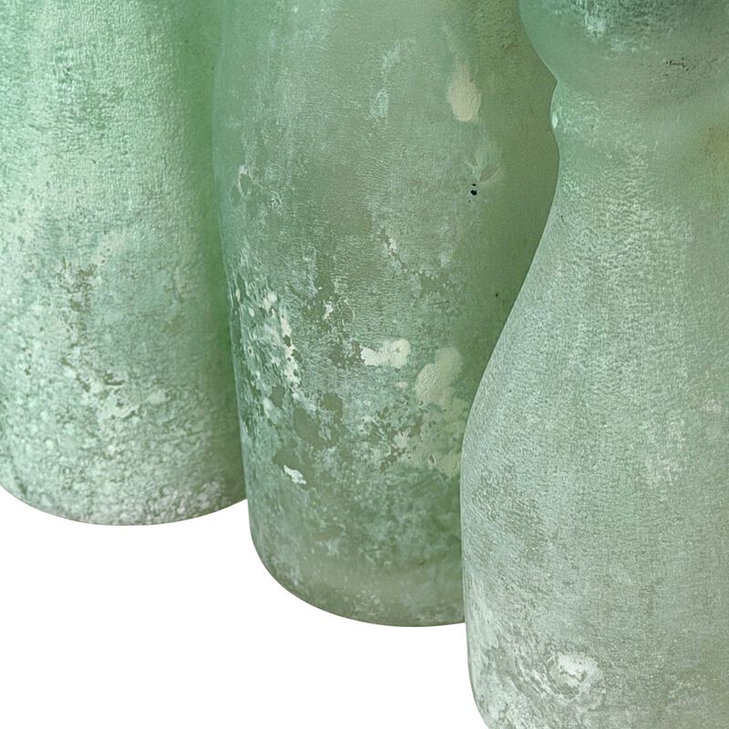 Set Of 3 Frosted Green Glass Taper Candle Holders 10 In Tall Tabletop image number 3