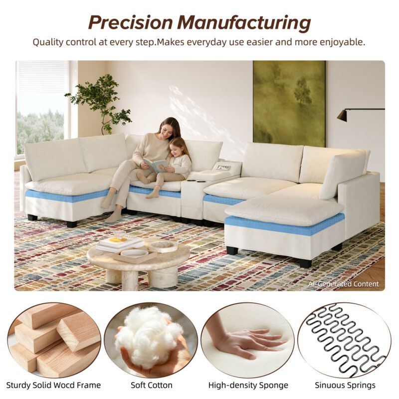 Largan U-Shaped Cloud Sectional Sofa image number 3