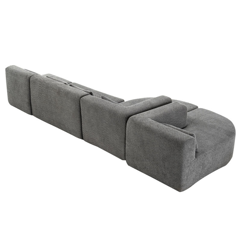 Merax Boucle Fabric Upholstered Sofa Couch with Chaise Lounge