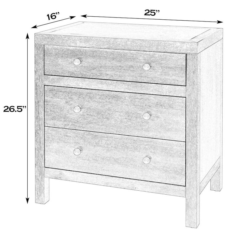 Butler Specialty Nora 25 in. W Rectangular Wood 3 Drawer Nightstand, White