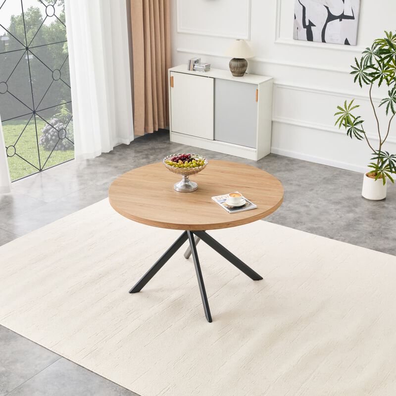 Round Folding Dining Table Thick MDF tabletop with reinforced metal frame Space saving round kitchen table for small spaces image number 4