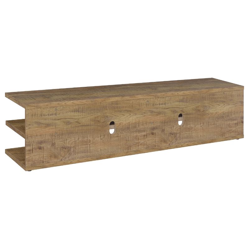 Carie TV Stand Media Console, 2-Tier Open Shelves, Wood image number 3