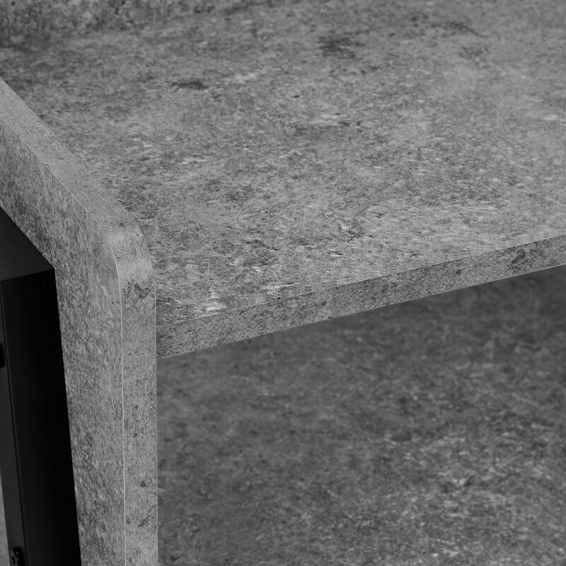 Monarch Specialties I 3584 Accent Table, Side, End, Nightstand, Lamp, Living Room, Bedroom, Metal, Laminate, Grey, Black, Contemporary, Modern