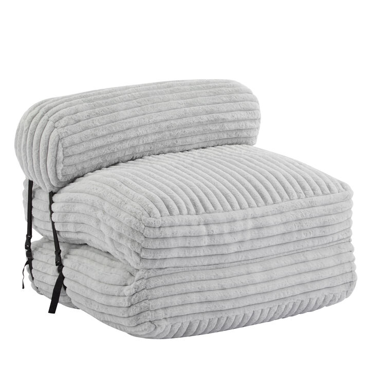 Christopher Knight Home Giichi Modern Foldable Faux Fur Bean Bag Convertible Lounge Bed with Pillow