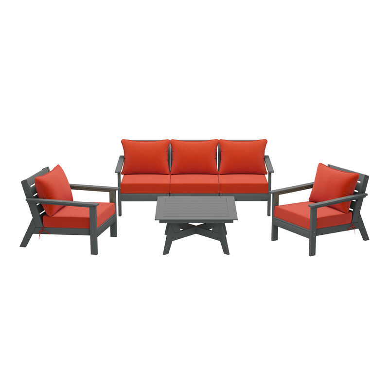 WestinTrends Outdoor 6-Piece Modular Sectional Patio Furniture Sofa Set