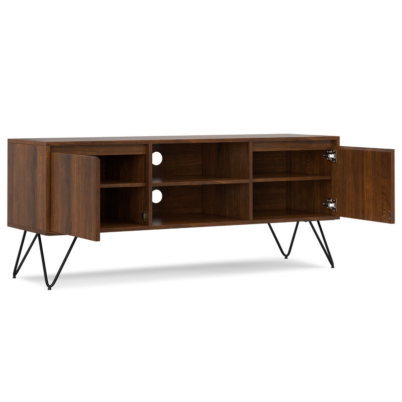 Hunter  60 inch Wide Industrial TV Media Stand in WALNUT WOOD For TVs up to 65 inches