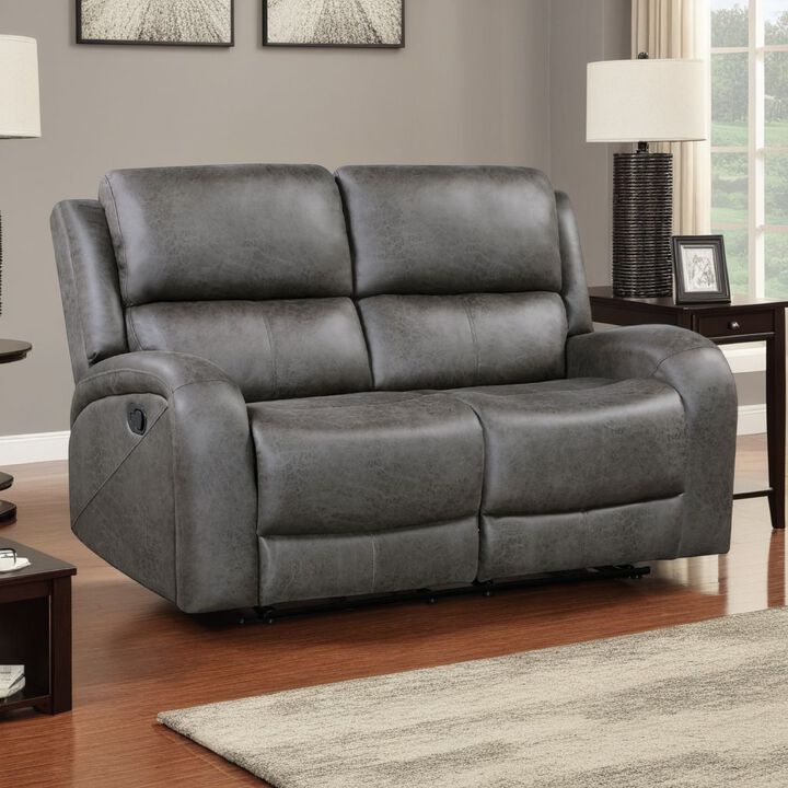 Patsy Manual Recliner Loveseat, Gray Polished Microfiber, 62 Inch
